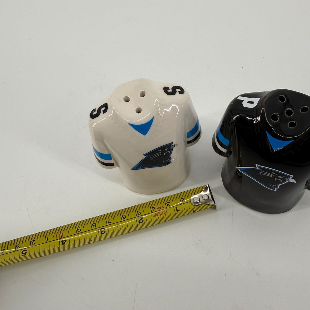 Carolina Panthers NFL Jersey Salt and Pepper Shaker Set Ceramic Black White - Picture 7 of 7